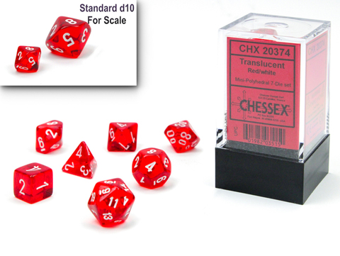 Translucent Mini-Polyhedral Red/white 7-Die Set - zum Schließ en ins Bild klicken