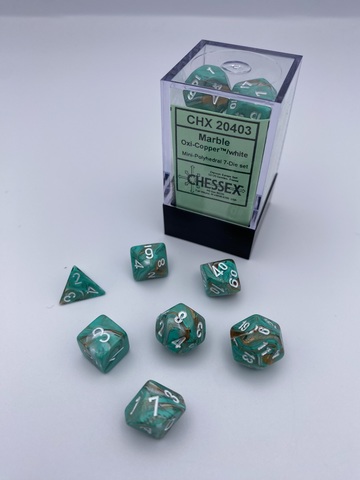 Marble Mini-Polyhedral Oxi-Copper™/white 7-Die Set - zum Schließ en ins Bild klicken