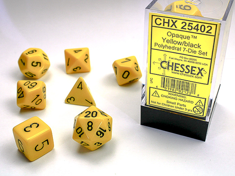 Opaque Polyhedral Yellow/black 7-Die Set - zum Schließ en ins Bild klicken
