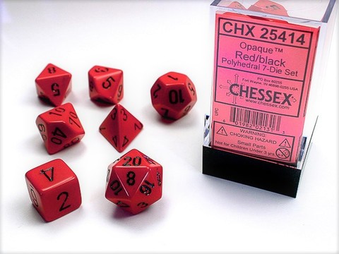 RPG Dice Set Red/Black Opaque Polyhedral 7-Die Set - zum Schließ en ins Bild klicken