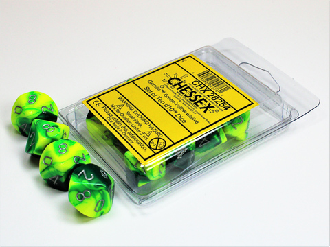 Gemini® Green-Yellow/silver Set of Ten d10s - zum Schließ en ins Bild klicken