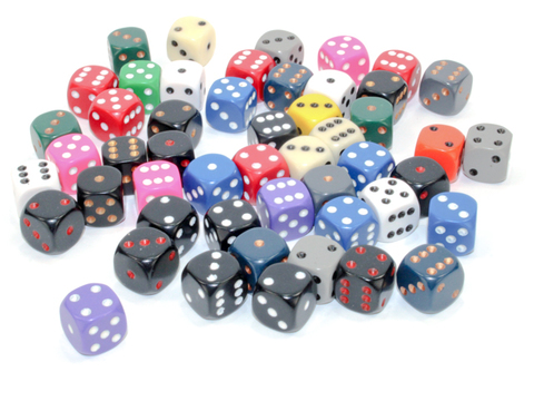 Bag of 50™ Assorted Loose Opaque 12mm d6 Dice - zum Schließ en ins Bild klicken