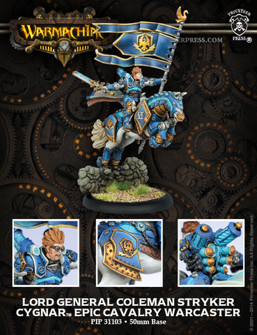 Cygnar Epic Cavalry Warcaster Lord General Colem - zum Schließ en ins Bild klicken