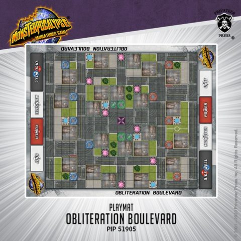 Obliteration Boulevard – Monsterpocalypse fabric playmat (neop - zum Schließ en ins Bild klicken