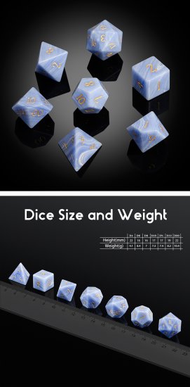 Gemstone Dice Set (7) Blue Lace Agate Synthetic - zum Schließ en ins Bild klicken