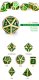 Metal & Enamel Dice Set (7) Green Glitter