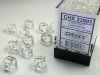 Translucent 12mm d6 Clear/white Dice Block™ (36 dice)