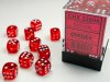 Translucent 12mm d6 Red/white Dice Block (36 dice)