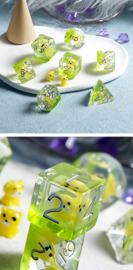 Resin Dice Set (7) Tiger - zum Schließ en ins Bild klicken