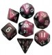 Mini Polyhedral Dice Set Pink Black with White Numbers