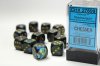 Dice Set Shadow/Gold Lustrous 16mm d6 (12)