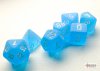 Frosted Mini-Polyhedral Caribbean Blue/white 7-Die Set