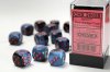 Dice Set Gemini 7 16mm d6 Black-Starlight/red (12)