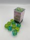 Gemini® 16mm d6 Translucent Green-Teal/yellow Dice Block™ (12