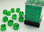 Dice Set Green/White Translucent 12mm d6 (36)