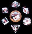 Mini Polyhedral Dice Set: Marble with Red numbers