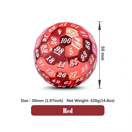 Metal D100 Dice Metallic Red - zum Schließ en ins Bild klicken