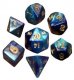 Mini Polyhedral Dice Set: Dark Blue/Light Blue with Gold Numbers