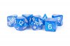 16mm Stardust Acrylic Poly Dice Set: Blue w/ Silver Numbers