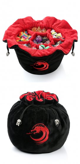 Drawstring Sectional Dice Pouch Black - zum Schließ en ins Bild klicken