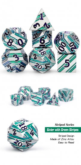 Stripe Dice Set (7) Caribbean - zum Schließ en ins Bild klicken