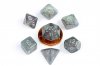 10mm Mini Stardust Acrylic Poly Dice Set: Gray w/ Silver Numbers