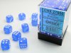 Dice Set Blue/White Frosted 12mm d6 PIP (36)