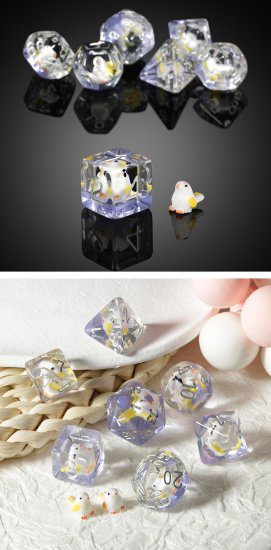 Resin Dice Set (7) Chicken - zum Schließ en ins Bild klicken