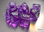 Translucent Mini-Polyhedral Purple/white 7-Die Set