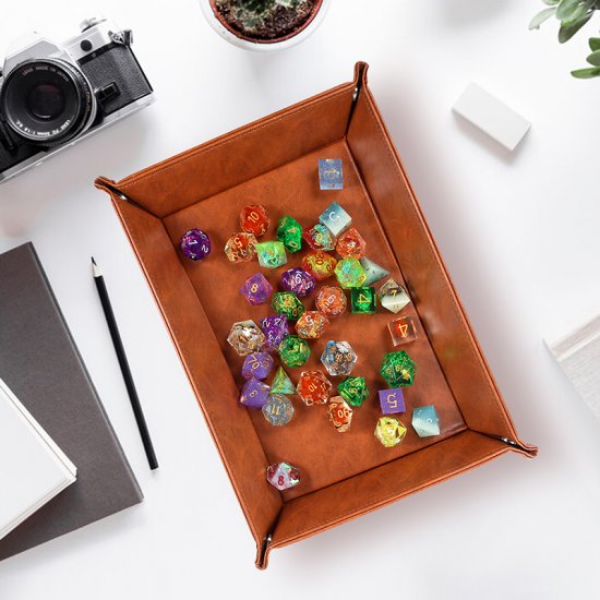 Rectangle Folding Dice Tray PU Leather - zum Schließ en ins Bild klicken