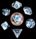 Mini Polyhedral Dice Set Marble with Blue Numbers