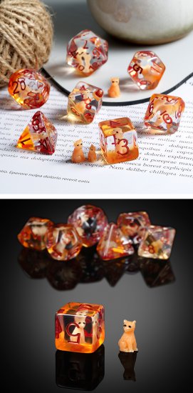 Resin Dice Set (7) Fox - zum Schließ en ins Bild klicken