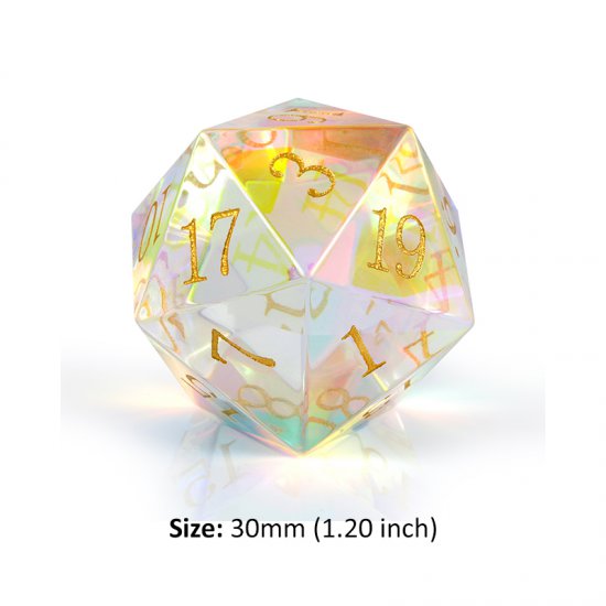 Jumbo D20 Dice Rainbow K9 Glass - zum Schließ en ins Bild klicken