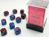 Dice Set Gemini 7 12mm d6 Black-Starlight/red (36)