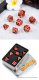 Metal & Enamel Dice Set (7) Red & Gold